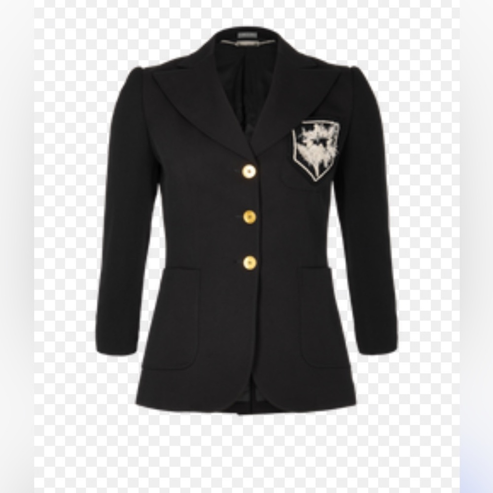 Alexander McQueen Black Blazer with Embroidered Crest size 40